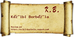 Kölbl Borbála névjegykártya